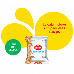 Sandwich Sin Sal Agregada - Galletitas de agua sin sal - Paquete Individual 25 gr. - CAJA 200 u.