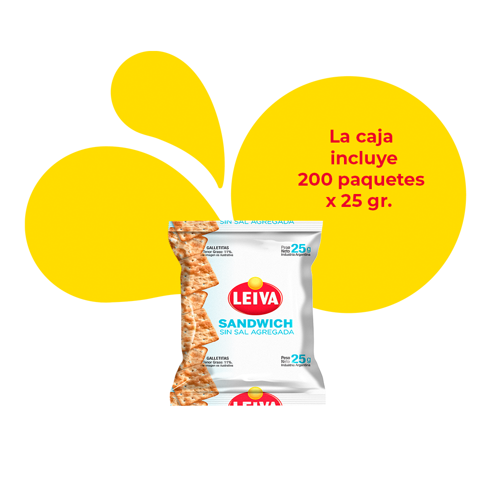 Sandwich Sin Sal Agregada - Galletitas de agua sin sal - Paquete Individual 25 Gr.