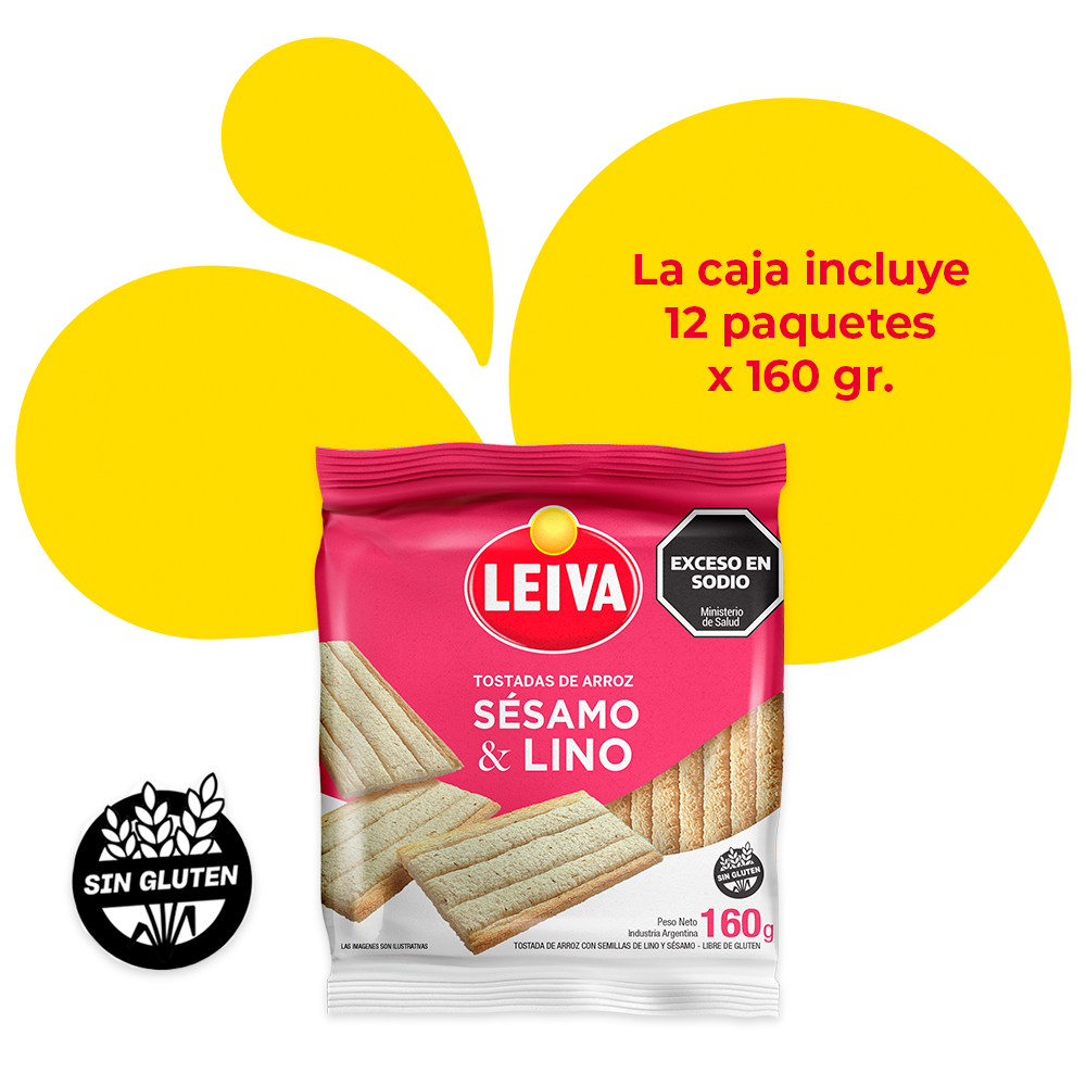 Tostadas de Arroz con Sésamo & Lino - CAJA 12 x 160 gr.